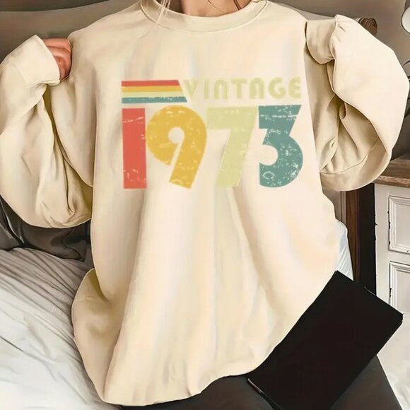 Sweaters - 1XL(14) Plus Size Casual Sweatshirt, Women's Plus - Vintage 1973